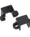 Two black plastic motor mounting brackets for N20/N30 geared motors, side view, 2 pcs.