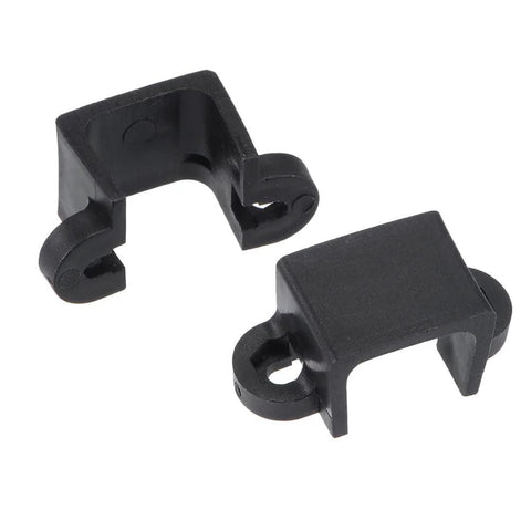 Two black plastic motor mounting brackets for N20/N30 geared motors, side view, 2 pcs.