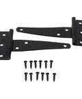 Five Inch Black T Strap Hinges For Barn Doors And Garden Sheds Rustproof Iron Gate Hardware With Mounting Screws 180 Degree Swing