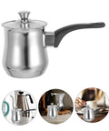 Stainless Steel Turkish Style Coffee Pot Milk Warmer Pitcher With Lid Small Pot Versatile Espresso Frothing Easy To Clean