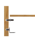 50 Piece Cabinet Shelf Clips Set For Fixed Panels and Central Axis Glass Shelves showing installation on wooden board