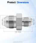 Straight Hydraulic Hose Connector Three Eighths Inch JIC Male To One Quarter Inch JIC Male 37 Degree Flare Adapter For Leak Free Hydraulic Lines And Quick Leak Proof Connections In O Ring Boss Systems, silver steel dimensions