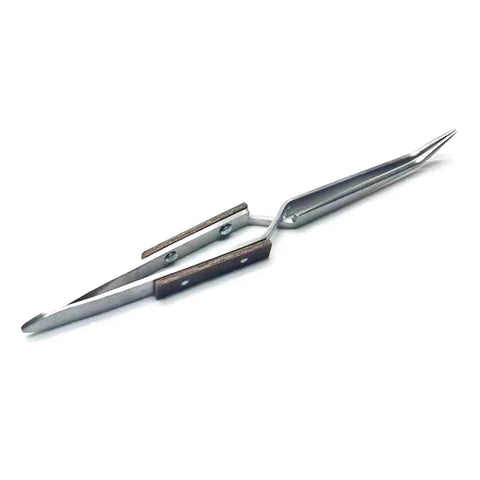 Premium Auto Closing Crosses Soldering Tweezer Clip With Insulated Welding Clamp For Jewelry Crafting Featuring Straight Elbow Tip Design.