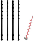 4 Pcs Rubber Guard Straps For Ice Drill Blades, Blade Protectors For Power And Hand Ice Augers, shown with red drill