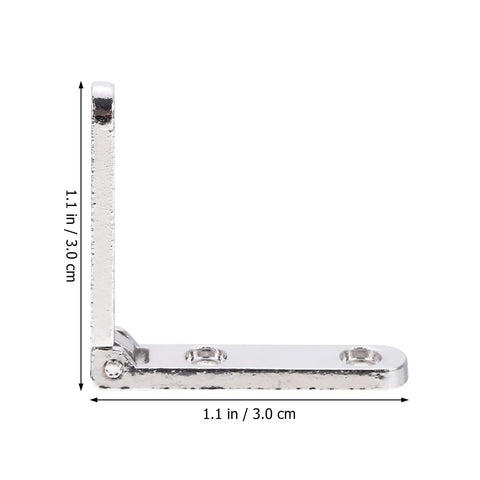 Side view of 20 Pieces Zinc Alloy Box Hinges 90 Degree Decorative Folding Hardware For Jewelry Boxes And Mini Furniture, Silver Finish