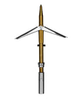 Beefy Rotating Long Wing Rockpoint Speargun Tip With Five Sixteenth Inch Threads For Tough Reefs And Big Fish Delivers Through Bone And Skin Penetration For Reliable Marine Hunting Performance, brass and silver tip with extended wings