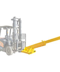 Heavy Duty Forklift Jib Boom Crane With Four Ton Capacity And Telescopic Boom Hook Hoist attached to a forklift, showcasing its extended reach.