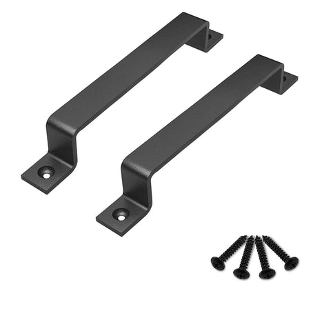 Black Rustic Barn Door Handle Set 6.42 Inch Two Pack for gates sheds garages and sliding doors heavy duty satin finish farmhouse