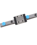 LML9B Miniature Linear Guide Rail 9mm Width with Slide Block, showing 4-point contact and integrated lubrication system