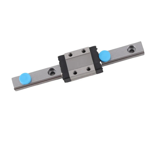 LML9B Miniature Linear Guide Rail 9mm Width with Slide Block, showing 4-point contact design and lubrication system.