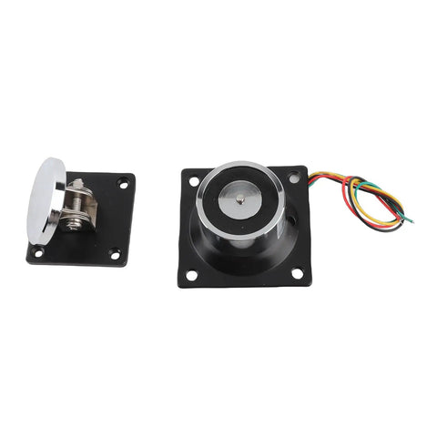 Heavy Duty 12V-24V Electromagnetic Door Holder With Super Strong Suction For Wooden OrIron Fire Doors, Reliable Cast Steel Stopper That Grips Like A Boss, showing components and wiring.