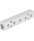 Aluminum Compressed Air Manifold Block High Pressure Proof Pneumatic Splitter With Fast Connector, side view, multiple outlets