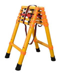 Heavy Duty Non Conductive Frp Telescoping Ladder Built Tough For Live Electrical Grind With Rock Solid Three Hundred Thirty Pound Rating And Quick Foldaway Design For Easy Hauling, showcasing its sturdy frame and non-slip feet.