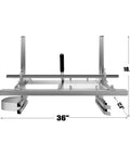 Front view of a Portable Chainsaw Mill 36 Inch Rail Guide System For Quick Setup Fits 14 To 36 Inch Chainsaw Bars Adjustable Thickness From 1/2 Inch To 12 Inch Pro Grade DIY Friendly Durable Steel And Aluminum Build For Rugged Wood Milling, showing dimensions.