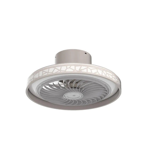 Low Profile Ceiling Fan With Lights Remote Control 19 Inch Enclosed LED Fan, white modern flush mount design, view from below