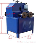 Heavy Duty Electric Pipe Tube Bender Machine With 17 Die Set For Round And Square Metal Steel Tube Bending 5/8 To 3 Inch shown from side view with measurements.