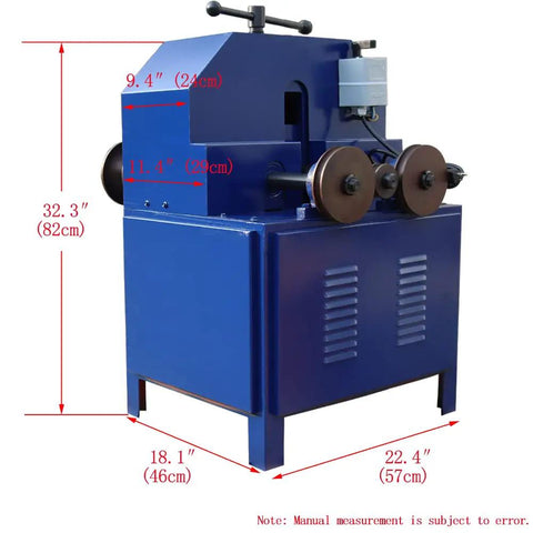 Heavy Duty Electric Pipe Bender With 17 Dies For Stainless Steel Iron And Round Square Tubes Up To Nearly Three Inches dimensions 32.3x22.4x18.1 inches.