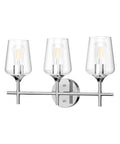 Dope Vintage 3 Light Vanity Fixture With Industrial Chrome Finish Over Mirror Bath Light With Clear Glass Shades Wall Mount Bathroom Lighting E26 Socket Compatible Modern Rustic Style