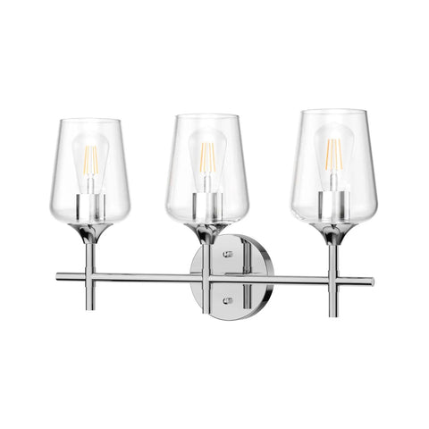 Dope Vintage 3 Light Vanity Fixture With Industrial Chrome Finish Over Mirror Bath Light With Clear Glass Shades Wall Mount Bathroom Lighting E26 Socket Compatible Modern Rustic Style