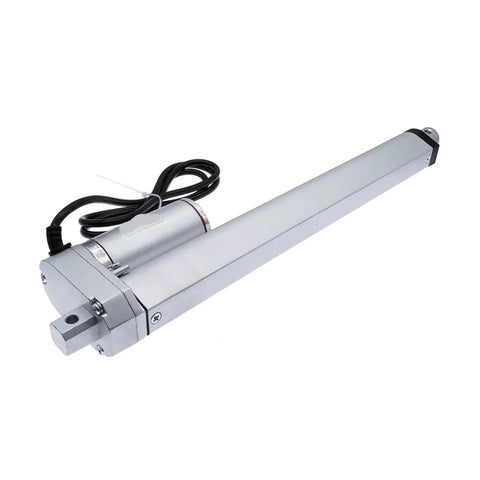 Heavy Duty Electric Linear Actuator 12V 24V DC Motor with smooth silver finish and power cord for smart home projects.