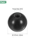 Black 4 Pack Threaded Ball Knob M12 Female Thread 40mm Diameter Thermoset Ball Knob for Lathe Machine and Lawn Mowers