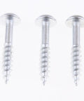 Washer Head Pocket Hole Wood Screws 100 Pieces Self Tapping Stainless Steel Fully Threaded For Woodworking And Pocket Hole Jig Projects 15mm To 20mm Material Thickness, close-up of three screws showing threaded detail for wood projects.