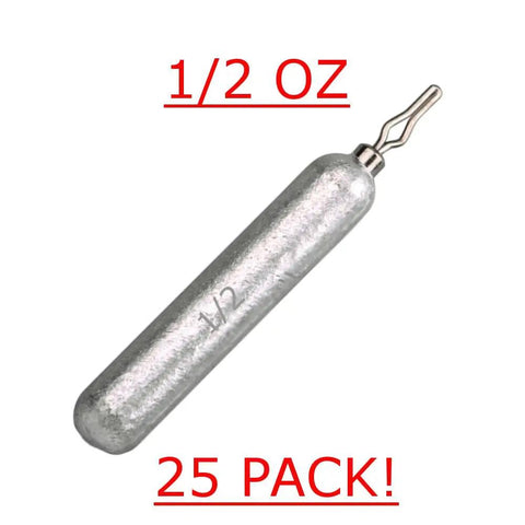 Drop Shot Weights One Half Ounce Pencil Sinkers With V Shaped Eyelet For Quick Rig Swaps Bass Fishing Tackle, showing single weight