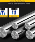 Solid carbide end mills, 2-flute CNC cutters with round shanks, set of four in silver metal.