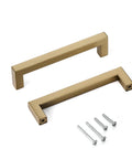 Champagne Bronze Cabinet Pulls 10 Pack 5 Inch Square Handles with screws, modern stainless steel finish for kitchen and bathroom drawers.