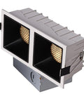 Dimmable 2-Head LED Recessed Spotlight Kit With Cree COB, 14W Total, 2x7W, 3x6 Inch Rectangle Canless Ceiling Lights, Honeycomb Mesh