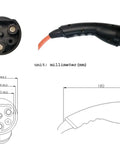 Top Shelf Ev Golf Cart Charger Cable 10 Feet Long 16 Amp 120V Plug showing connector details and dimensions for Club Car compatibility.