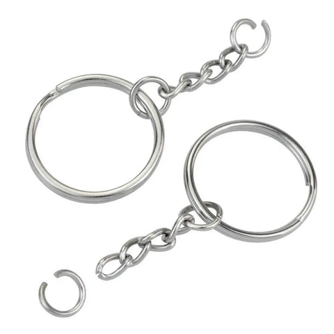 Split Key Ring Kit With Chains And Jump Rings, 100 Pieces, 1 Inch Silver Nickel Key Rings For DIY Keychains, Charms, Crafts