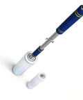 Heavy Duty Stretch Film Dispenser Pole Holder With 48 Inch Reach For Easy Pallet Wrapping, blue steel frame with roll