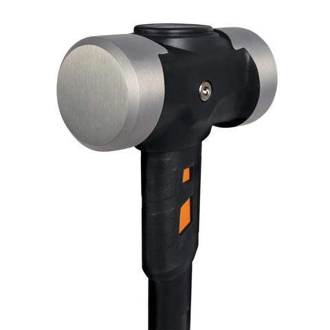IsoCore Shock Reducing 8 Pound Double Flat Face Sledge Hammer 36 Inch Beast Demolition Tool, riveted head close-up view.