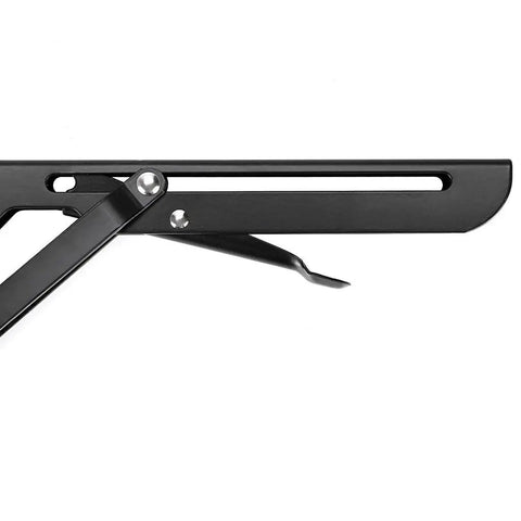 Side view of Sturdy Folding Shelf Brackets Set, Heavy Duty Steel Triangle Hinge Brackets For Wall Mounted Shelves, 10 Inch, 2 Pack