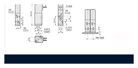 Technical drawing of Direct Acting Three-Way Valve For Fluid Control, Industrial Workhorse, Three-Port 3P/3PA Series B119-00-3.