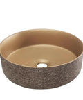 UMJIGF Bathroom Countertop Vessel Sink Bathroom Vessel Sink Bathroom Light Luxury Ceramic Basin round ceramic art basin in warm tones.