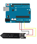 Five Pack Capacitive Analog Soil Moisture Sensor Modules 3.3 To 5.5V for Arduino wiring diagram shown with a board connection.