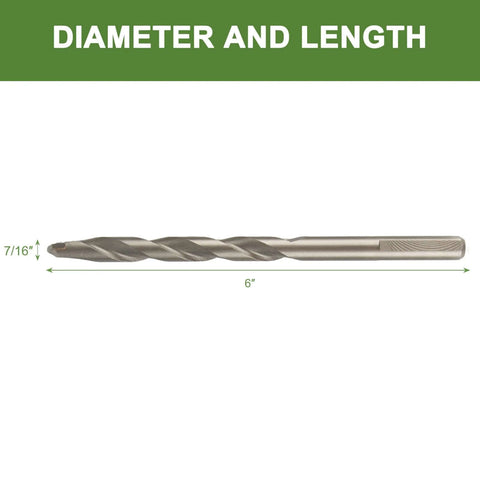 Masonry drill bit 7/16 in x 6 in, carbide-tipped, side view