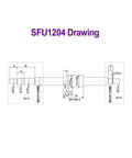 Premium SFU1204 Ballscrew Kit 1000mm Length C7 Grade with Single Ball Nut, BKBF10 Support, DSG12H Housing, And Flexible Coupler For CNC Router Parts Build drawing