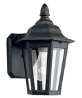 Classic black outdoor wall lantern with clear glass panels, black aluminum, 7x10.25 inches, Brentwood Nine Light Transitional Chandelier