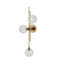 Three Light Modern Wall Sconce With Clear Glass Globe And Gold Base For Bedside Or Living Room Sleek Gold Wall Lamp
