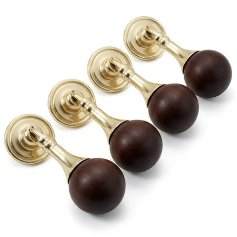 Gold Pendant Knobs Set 12 Pack for Cabinets and Furniture, Heavy Duty Zinc Alloy With Wood Ball, Vintage Dresser Drawer Pulls