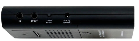 Side view of Spirit Box Rev 8 for Ghost Hunting With EVP Technology showing ports and temperature reset button.