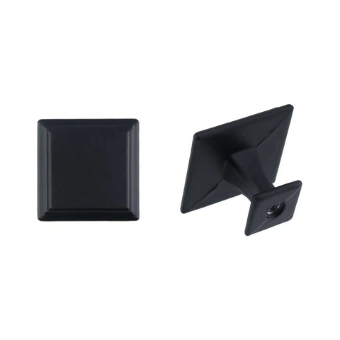 Square Cabinet Knobs Matte Black Set Heavy Duty Aluminum Alloy Drawer Handles front and side view