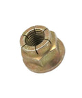 Heavy Duty Hex Flange Clinch Lock Nut M10 1.25 Aftermarket Fasteners close-up showing the threaded interior and flange.