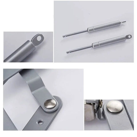 Smooth Translational Lift Up Cabinet Door Hinge With Dual 250N Gas Springs for narrow depth cabinets, close-up details.