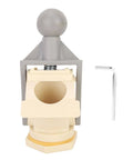 Front view of ergonomic honey gate valve with ball handle plastic tap for beekeeping bottling and honey extractor equipment.
