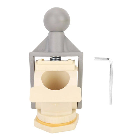 Front view of ergonomic honey gate valve with ball handle plastic tap for beekeeping bottling and honey extractor equipment.