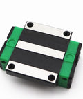 Top view of HGW25CC Bearing Block Slider for HGR15 Linear Rail Guideway with black and green design suitable for CNC parts